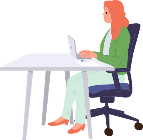 Young woman working online  Illustration