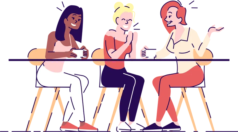 Young women drinking coffee  Illustration