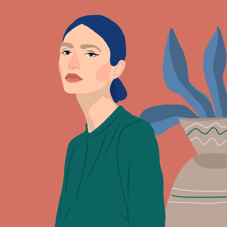 Young women with plants  Illustration