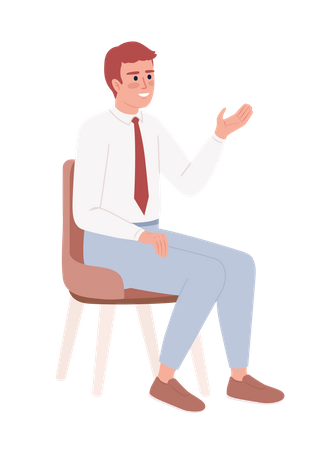 Young worker on chair with cheerful smile Illustration