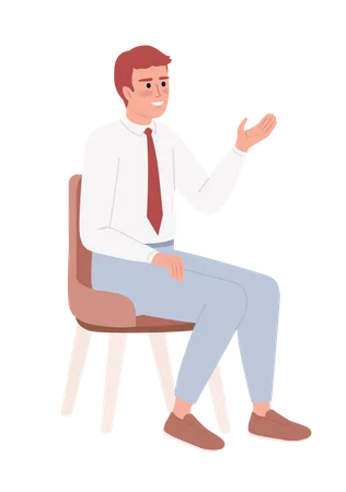 Young worker on chair with cheerful smile Illustration