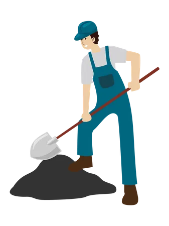 Young worker working  Illustration