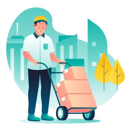 Your Package with Delivery Courier Illustration