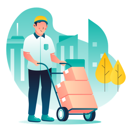 Your Package with Delivery Courier  Illustration