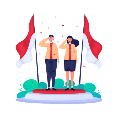 Youth couple celebrate of ceremony  Illustration