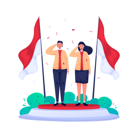 Youth couple celebrate of ceremony  Illustration