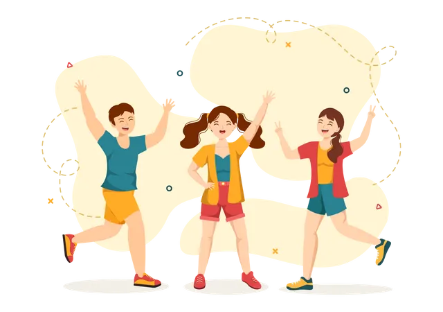 Happy International Youth Day Vector Illustration With Young Boys And Girls Togetherness In Flat Cartoon Hand Drawn Cute Background Templates Illustration