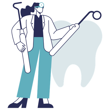 Zahnarzt behandelt die Zähne des Patienten  Illustration