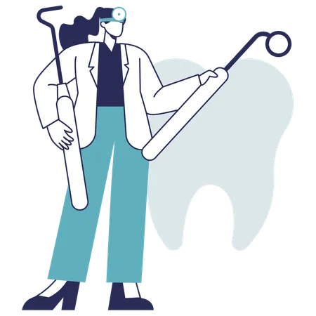 Zahnarzt behandelt die Zähne des Patienten  Illustration
