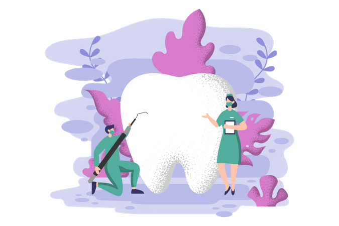 Zahnarzt reinigt Zähne  Illustration