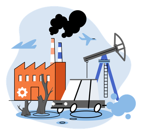 Zero neutral greenhouse gases impact strategy to reduce fossil fuel burning and use recyclable resources  Illustration