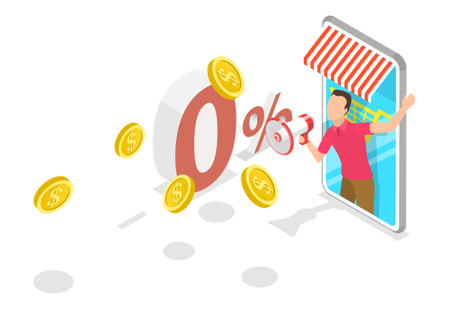 Zero Percent Interest Rate, Making Promotion  Illustration