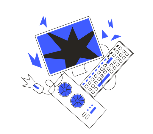 Zerstörter Computer  Illustration