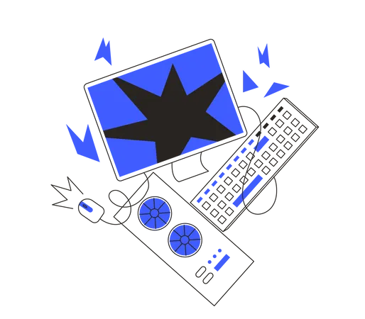 Zerstörter Computer  Illustration