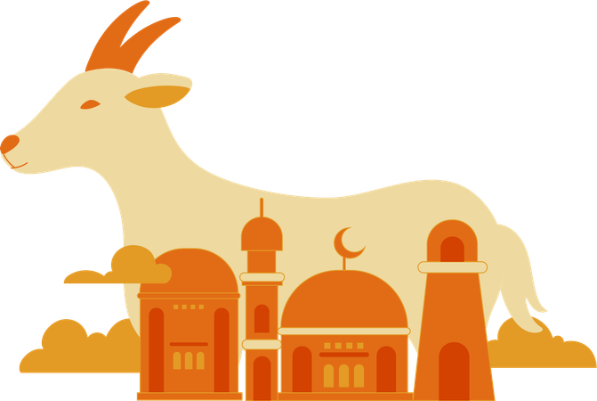 Ziege mit Moschee  Illustration