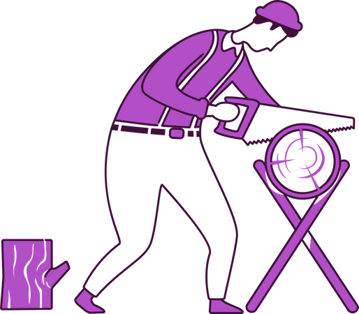 Zimmermann mit Säge  Illustration