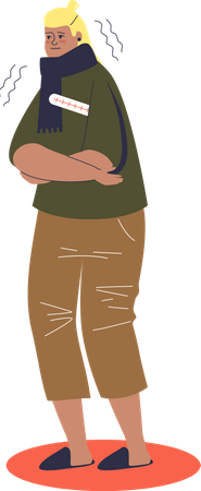 Zitternder Mann mit Grippesymptomen  Illustration