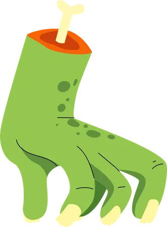 A Quirky Illustration Of A Green Zombie Foot With Bones Sticking Out Perfect For A Lighthearted Take On The Undead Illustration