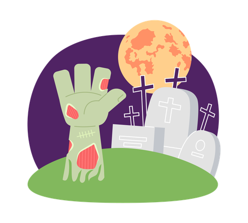 Zombie graveyard in Halloween night  イラスト