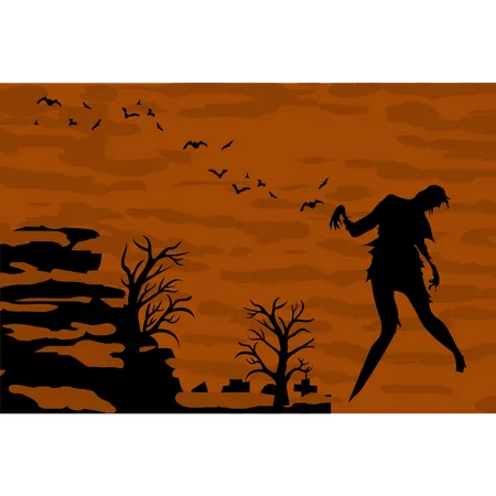 Zombie läuft im Wald  Illustration