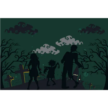 Zombie outside scary house  Illustration