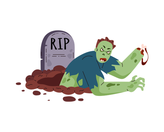 Zombie without hand with bone sticking out  Illustration