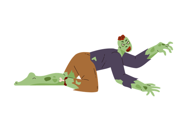 Zombie without leg with that crawls in search of prey  Illustration