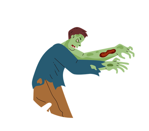 Des zombies aux vêtements qui fuient et aux blessures sanglantes  Illustration