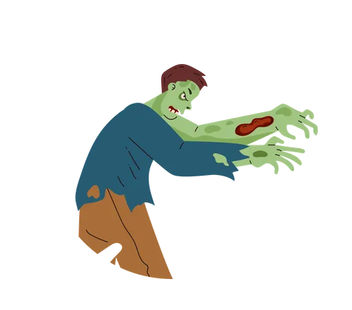 Des zombies aux vêtements qui fuient et aux blessures sanglantes  Illustration