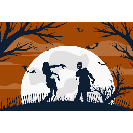 Zombies la nuit d'Halloween  Illustration