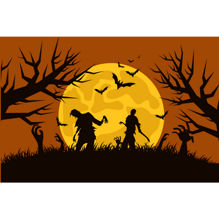 Zombies en la noche de halloween  Illustration