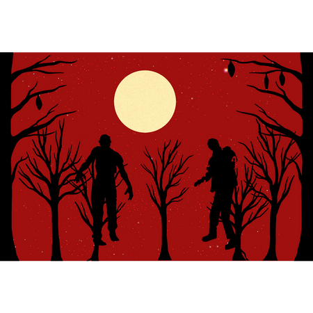 Zombis en la noche de halloween en el bosque  Ilustración