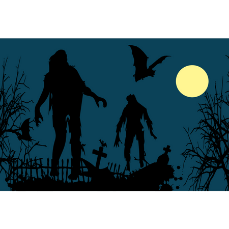 Zombies in graveyard  Illustration