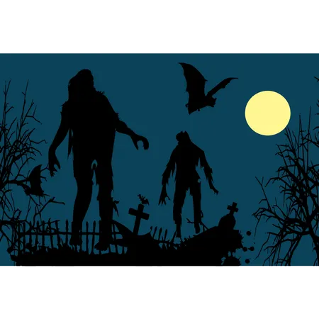 Zombies in graveyard  Illustration