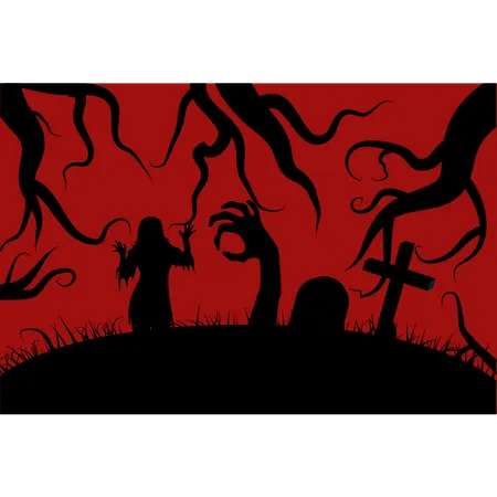 Zombies in graveyard  Illustration