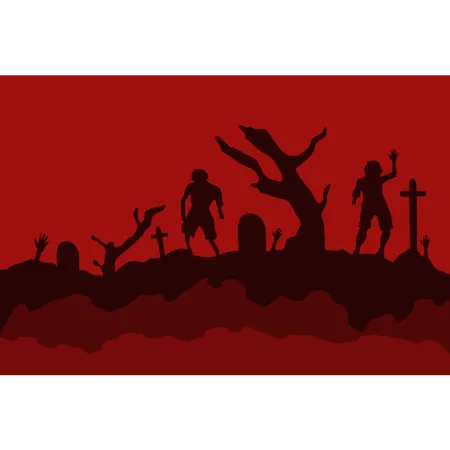 Zombies in halloween night  Illustration
