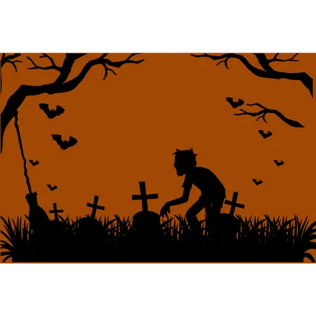 Zombies in halloween night Illustration