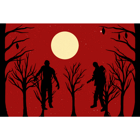 Zombies in halloween night at forest  Illustration