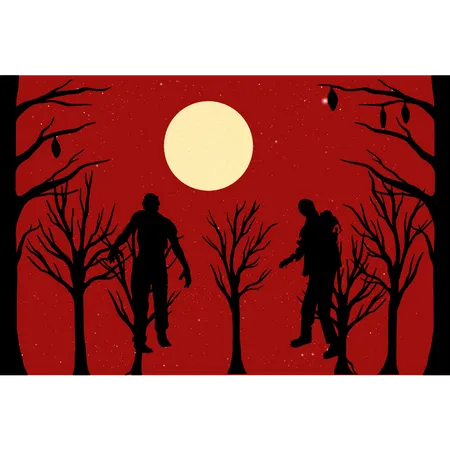Zombies Are In The Forest Illustration