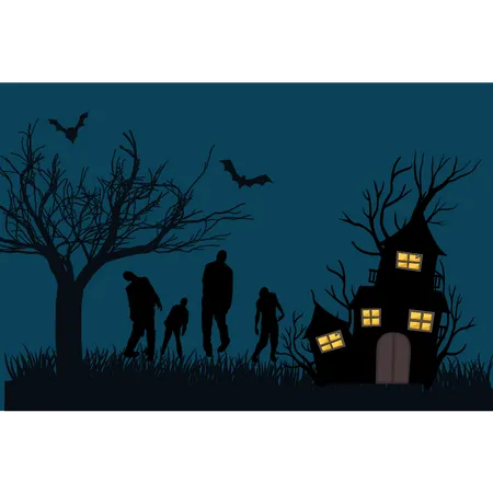 Zombies, die in der Halloween-Nacht umherwandern  Illustration