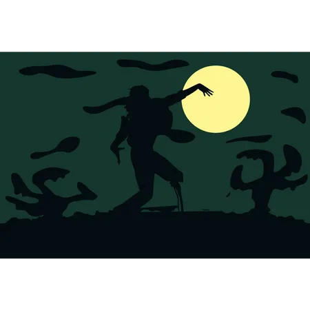 Zombies walking in halloween night  Illustration