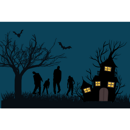 Zombies, walking in halloween night Illustration