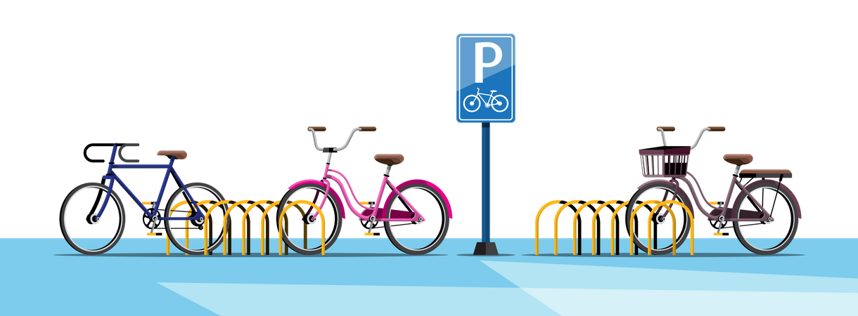 Zona de aparcamiento para bicicletas  Ilustración