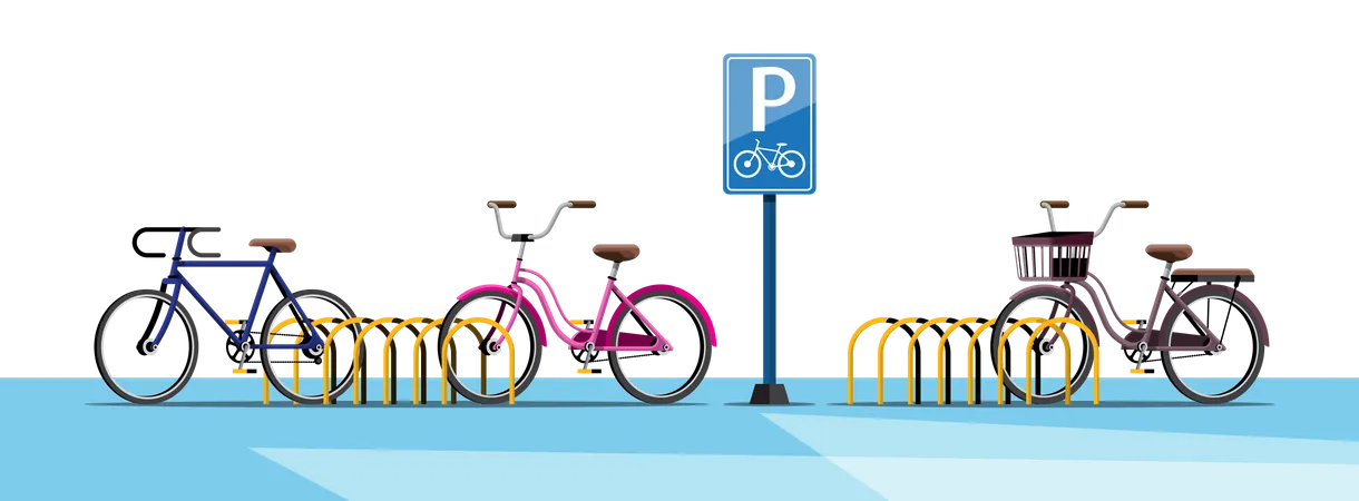 Zona de aparcamiento para bicicletas  Ilustración