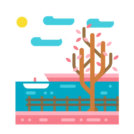 Zone de plage  Illustration