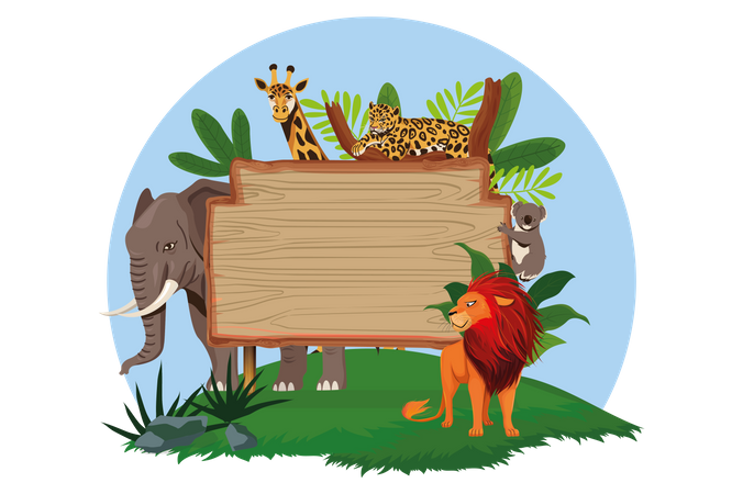 Zoo mit leerem Brett  Illustration