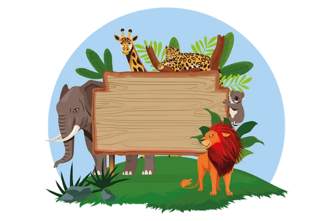 Zoo mit leerem Brett  Illustration