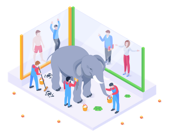 Zoo Workers  Illustration