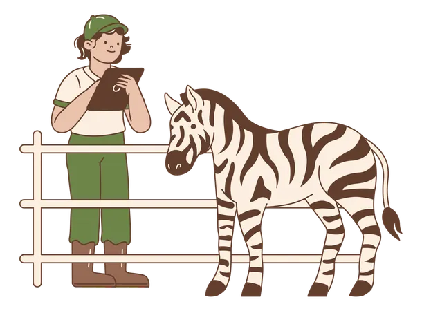 Zookeeper with Zebra  Illustration