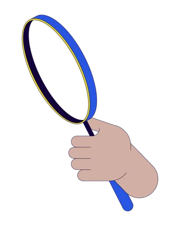 Zoom Magnifying Glass Linear Cartoon Character Hand Illustration Holding Loupe Outline 2 D Vector Image White Background Focus Exploration Lens Searching Magnification Editable Flat Color Clipart Illustration